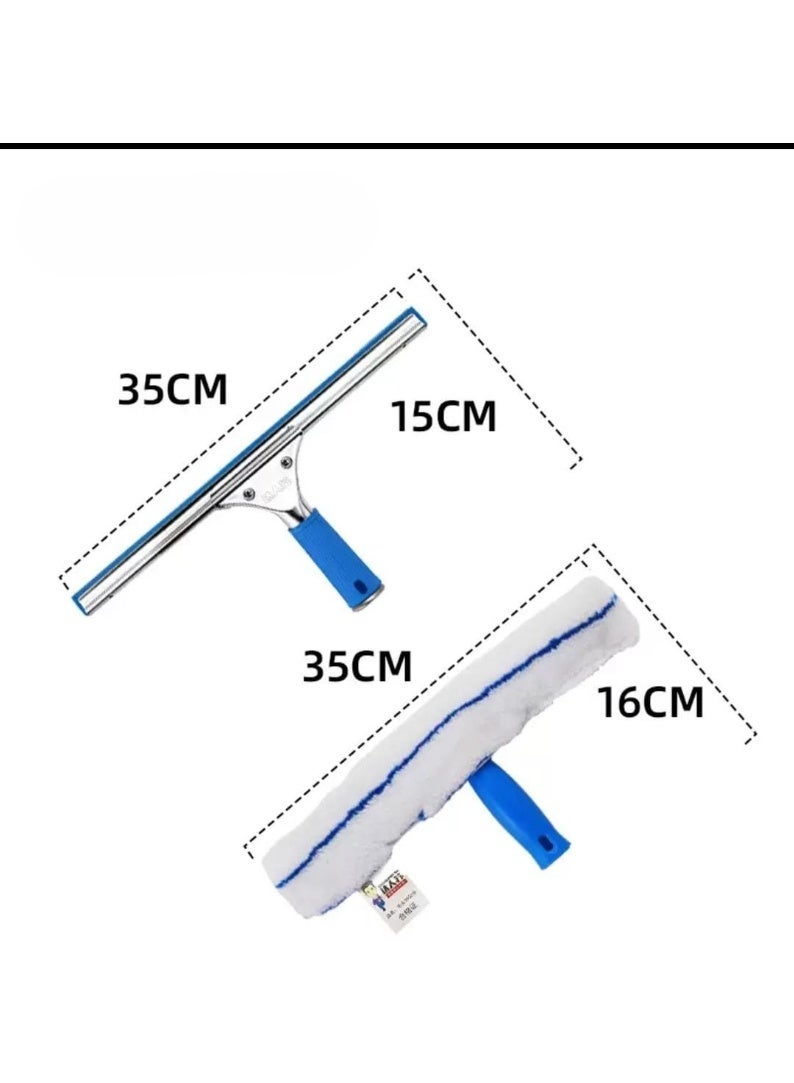 FIRST PRO Window Cleaning Combo 14 Inch Silicone Squeegee with Microfiber Glass Wiper professional Window Cleaner Tool for Bathroom, Shower, Mirror, Car Glass and Home Cleaning - Image 2